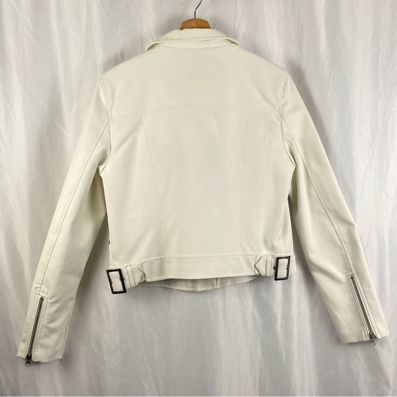 Love Tree White Vegan Leather Moto Zipper Jacket Size Large - Picture 10 of 16
